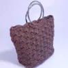 Τσάντα με πλέξη αχιβάδα & στρογγυλά χερούλια καφέ