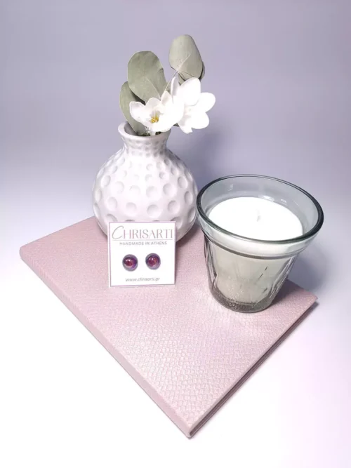 EARRING-0006_2 Σκουλαρίκια ατσάλινα καρφάκια μεσαία ημισφαίρια χρωματιστά