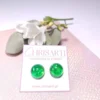 EARRING-0016 Σκουλαρίκια ατσάλινα καρφάκια μεσαία ημισφαίρια πράσινα