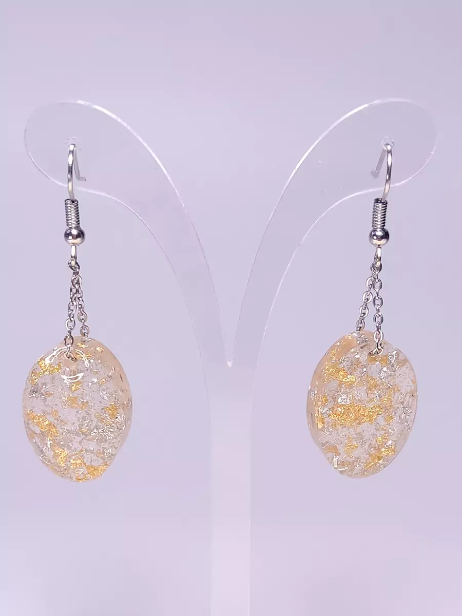 EARRING-0037_1 Σκουλαρίκια ατσάλινα με οβάλ στοιχείο από υγρό γυαλί