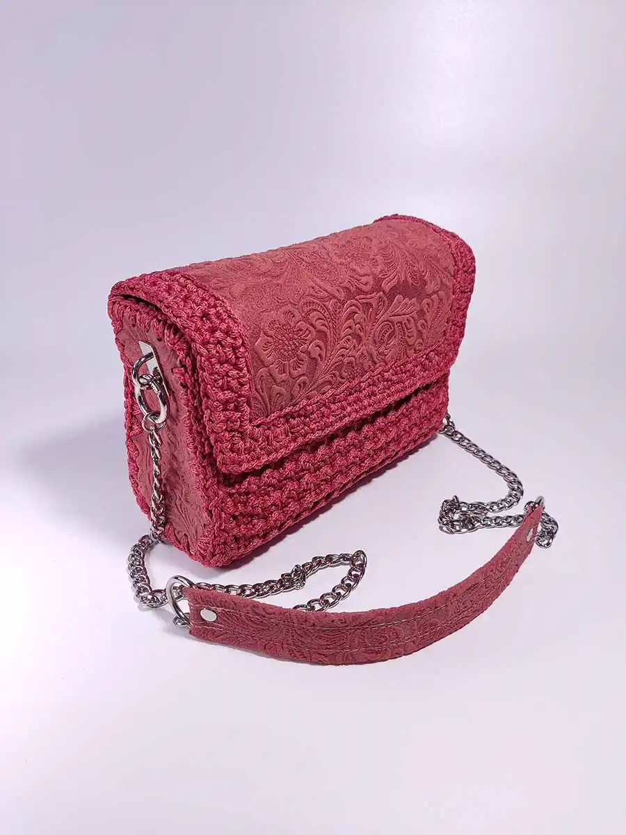 BAG-0006 (2) Χειροποίητη δερμάτινη τσάντα κοραλί