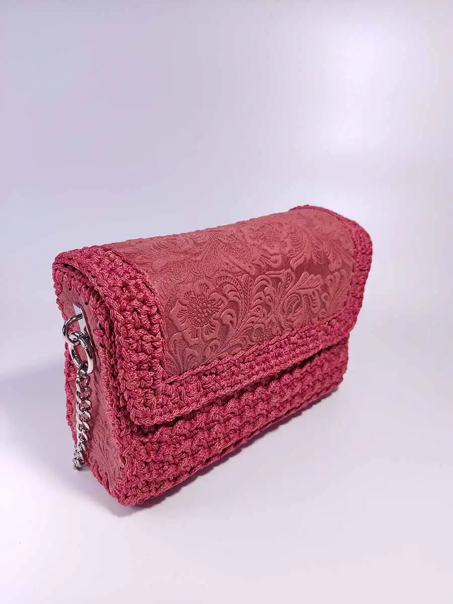 BAG-0006 (4) Χειροποίητη δερμάτινη τσάντα κοραλί