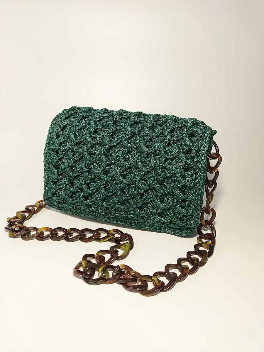 Χειροποίητη πράσινη τσάντα ώμου