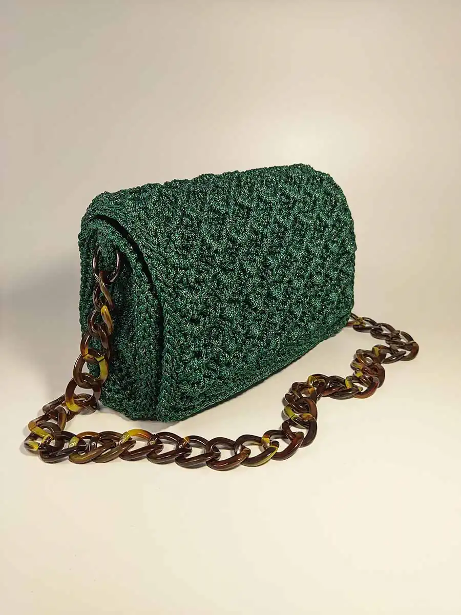 Χειροποίητη πράσινη τσάντα ώμου