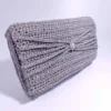 Χειροποίητη Πλεκτή Ασημί Τσάντα-Φάκελος με Κρύσταλλο | CHRISARTI