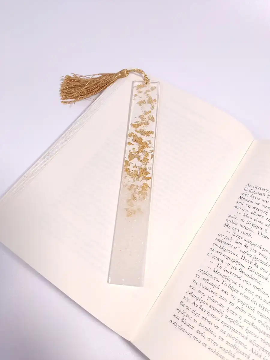 Σελιδοδείκτης διαφανής-λευκός με φύλλα χρυσού