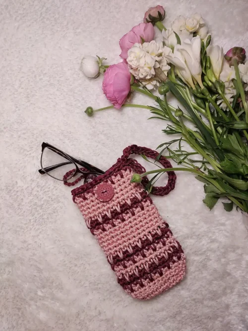 Θήκη γυαλιών ή κινητού ορθογώνια ροζ μπορντό