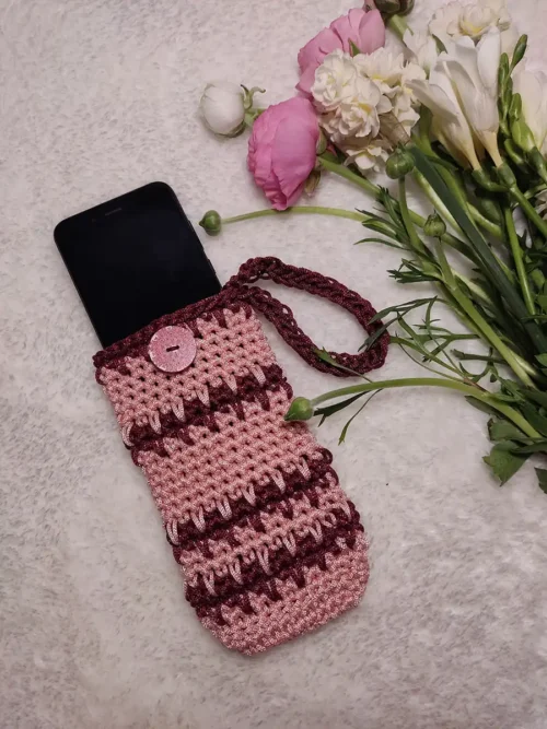 Θήκη γυαλιών ή κινητού ορθογώνια ροζ μπορντό