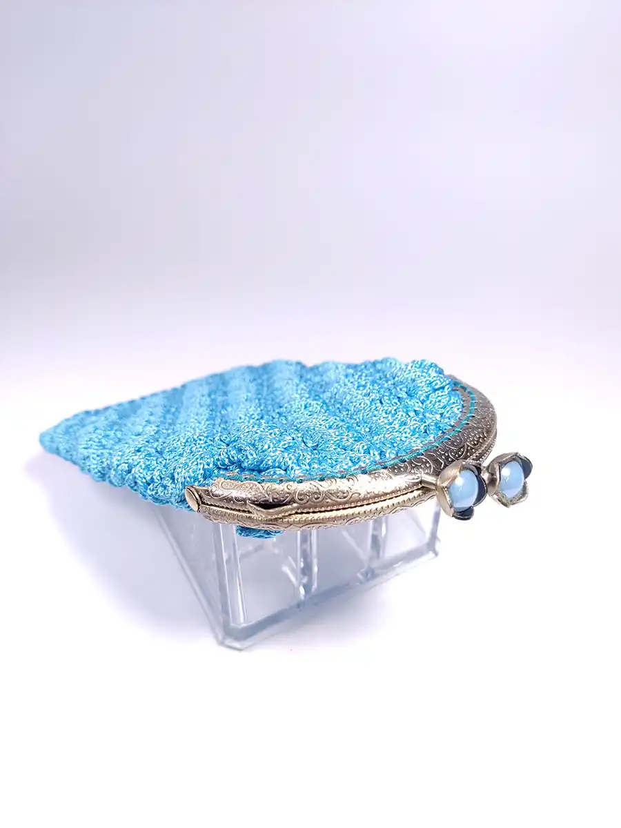 CASE-0004 (2) Πορτοφόλι με vintage κούμπωμα γαλάζιο