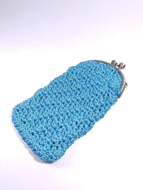 Πορτοφόλι με vintage κούμπωμα γαλάζιο