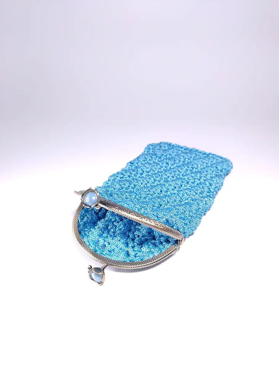 CASE-0004 (5) Πορτοφόλι με vintage κούμπωμα γαλάζιο