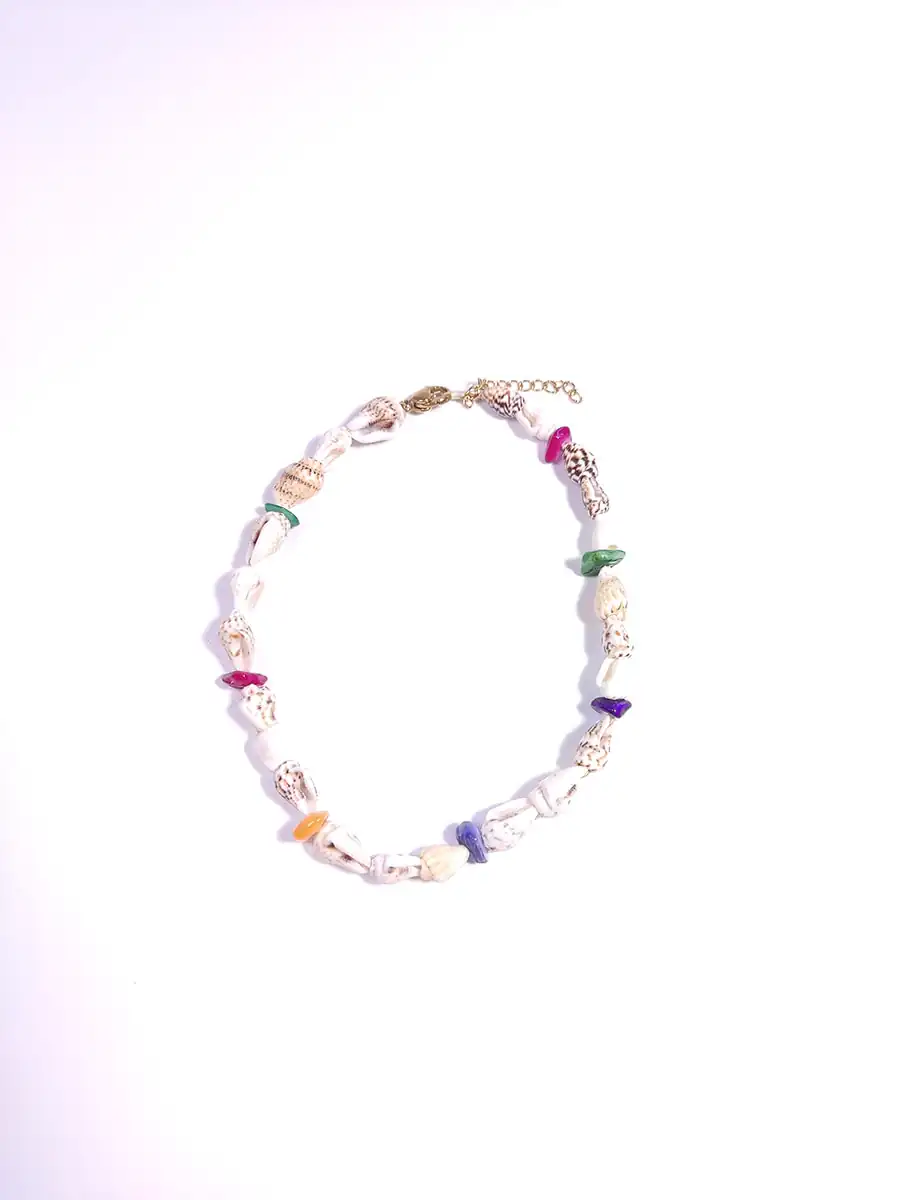 Βραχιόλι ποδιού με λευκά κοχύλια & φίλντισι