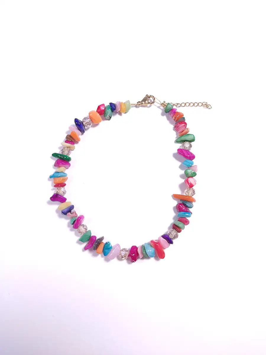 Βραχιόλι ποδιού πολύχρωμο με φίλντισι & κρύσταλλα