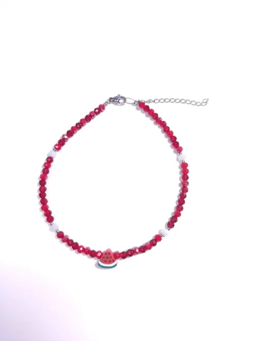 Βραχιόλι ποδιού κόκκινο με φέτα καρπούζι