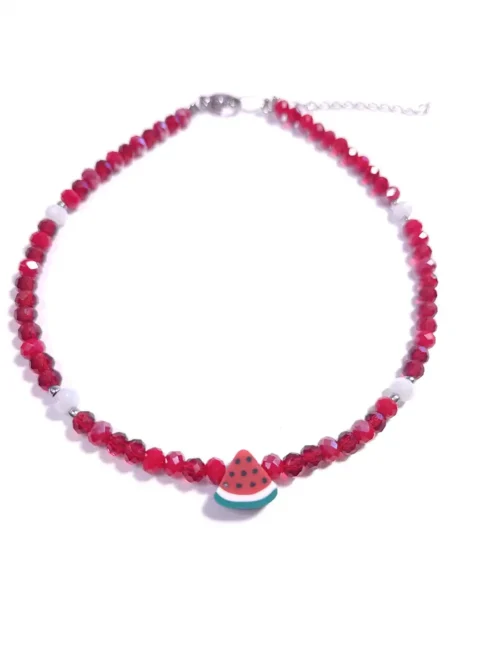 Βραχιόλι ποδιού κόκκινο με φέτα καρπούζι
