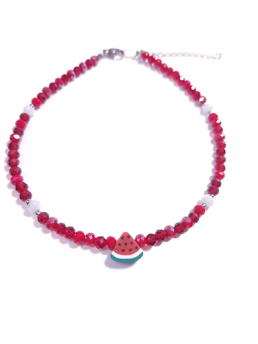 Βραχιόλι ποδιού κόκκινο με φέτα καρπούζι