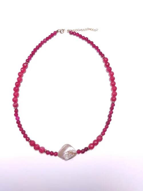 NECKLACE-0014 (1) Κολιέ τσόκερ με κόκκινο νεφρίτη