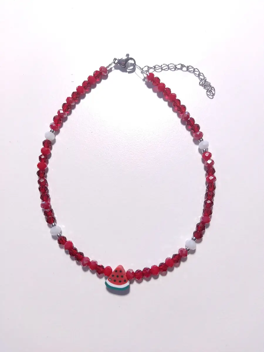 Βραχιόλι ποδιού κόκκινο με φέτα καρπούζι