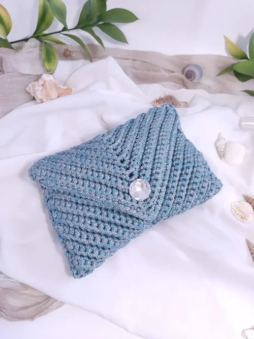 Τσάντα φάκελος με σχέδιο τρίγωνο σιέλ