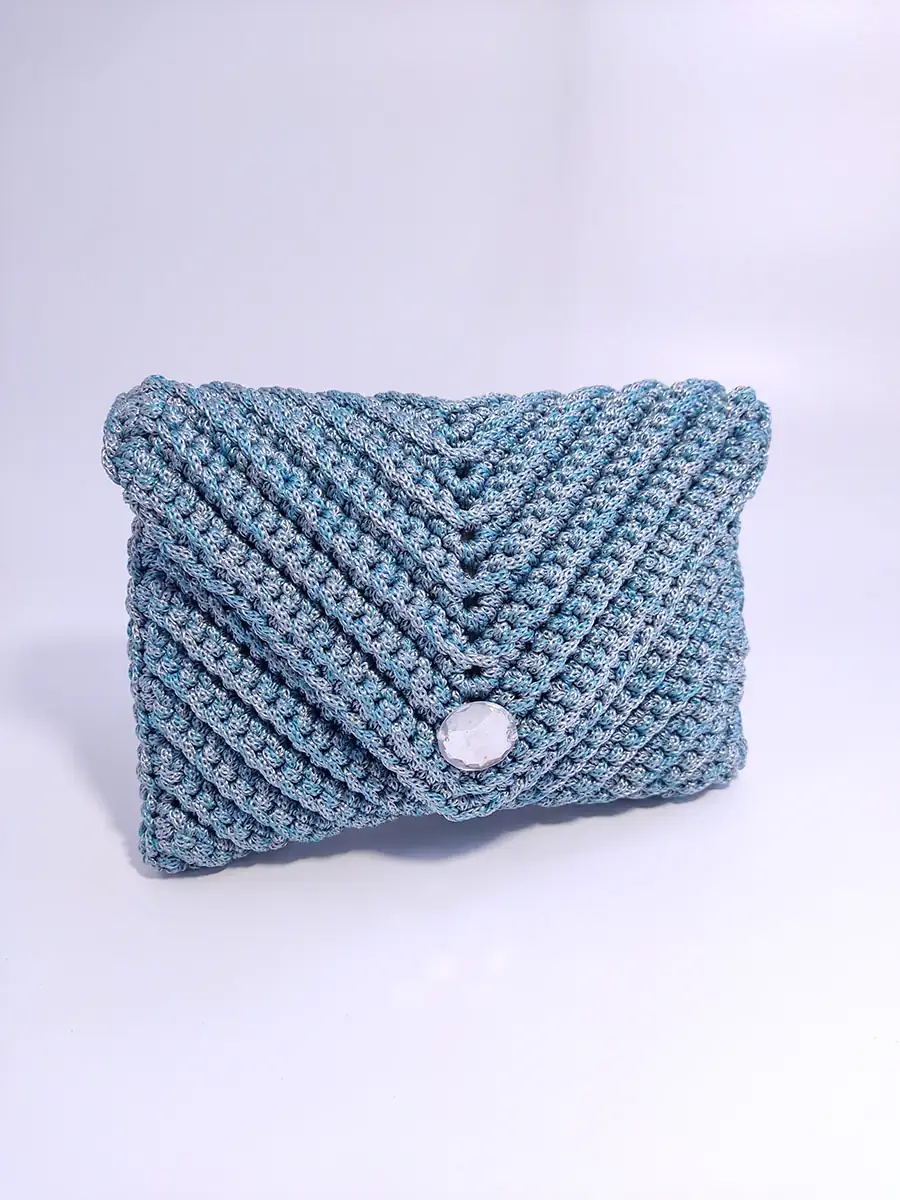 Τσάντα φάκελος με σχέδιο τρίγωνο σιέλ