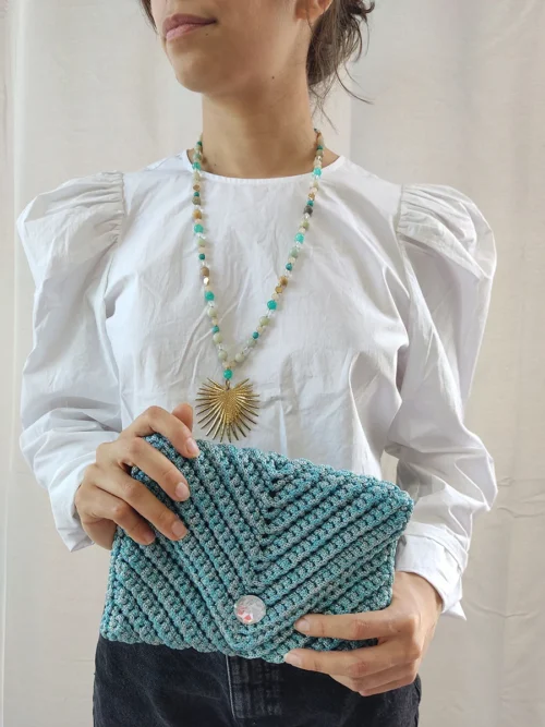 Τσάντα φάκελος με σχέδιο τρίγωνο σιέλ