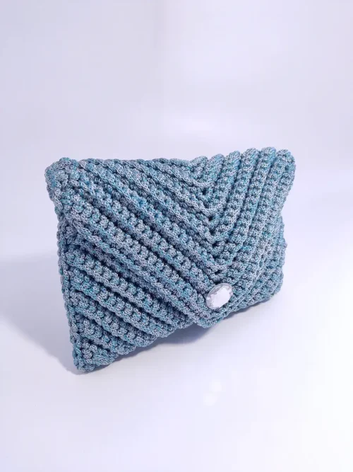 Τσάντα φάκελος με σχέδιο τρίγωνο σιέλ