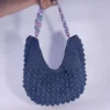 Μεγάλη Χειροποίητη Πλεκτή Τσάντα Bubble σε Μπλε Απόχρωση με Ακρυλική Αλυσίδα | CHRISARTI
