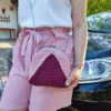BAG-0024 Χειροποίητο Πλεκτό Ροζ Τσαντάκι με Αλυσίδα και Vintage Μεταλλικό Κούμπωμα | CHRISARTI