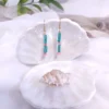 EARRING-0003 Σκουλαρίκια με πράσινο χαολίτη & ροζ κοχύλι