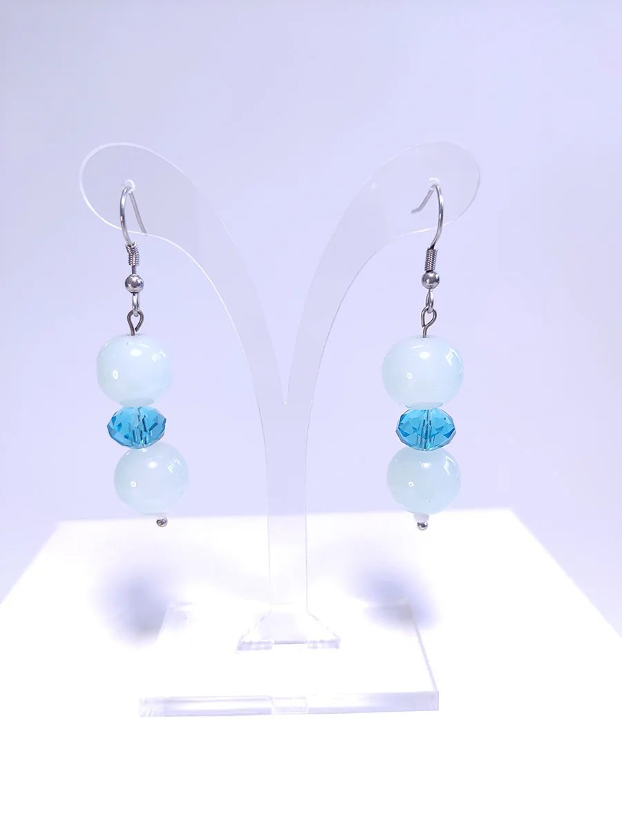 Σκουλαρίκια με γαλάζιες χάντρες & κρύσταλλα