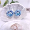 Σκουλαρίκια με μπλε ακρυλικά στοιχεία & κρύσταλλα
