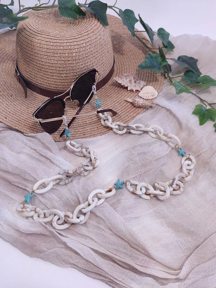 Αλυσίδα γυαλιών με ακρυλική αλυσίδα & αστερίες