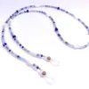 GLASSES-0004 (1) Αλυσίδα γυαλιών με μπλε κρύσταλλα & κοχύλια