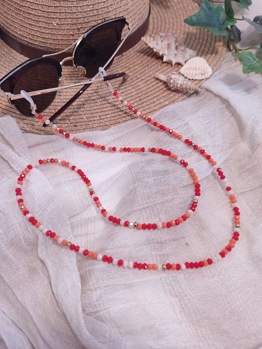 Αλυσίδα γυαλιών με κοραλί κρύσταλλα