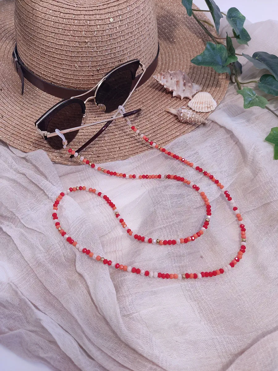 Αλυσίδα γυαλιών με κοραλί κρύσταλλα