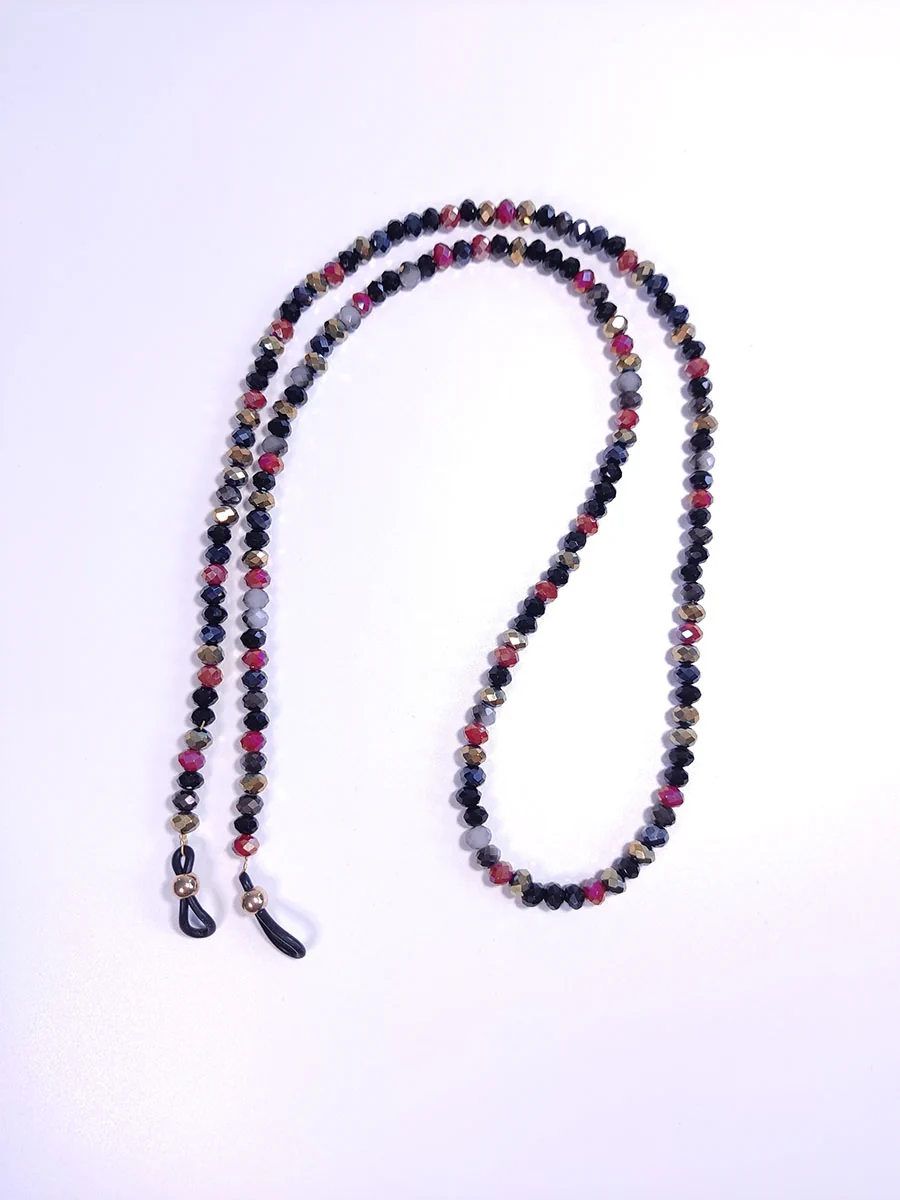 GLASSES-0007 (2) Αλυσίδα γυαλιών με μαύρα κρύσταλλα