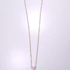 NECKLACE-0035 (2) Αλυσίδα χρυσή ατσάλινη με κύβο με ροζ λουλούδια