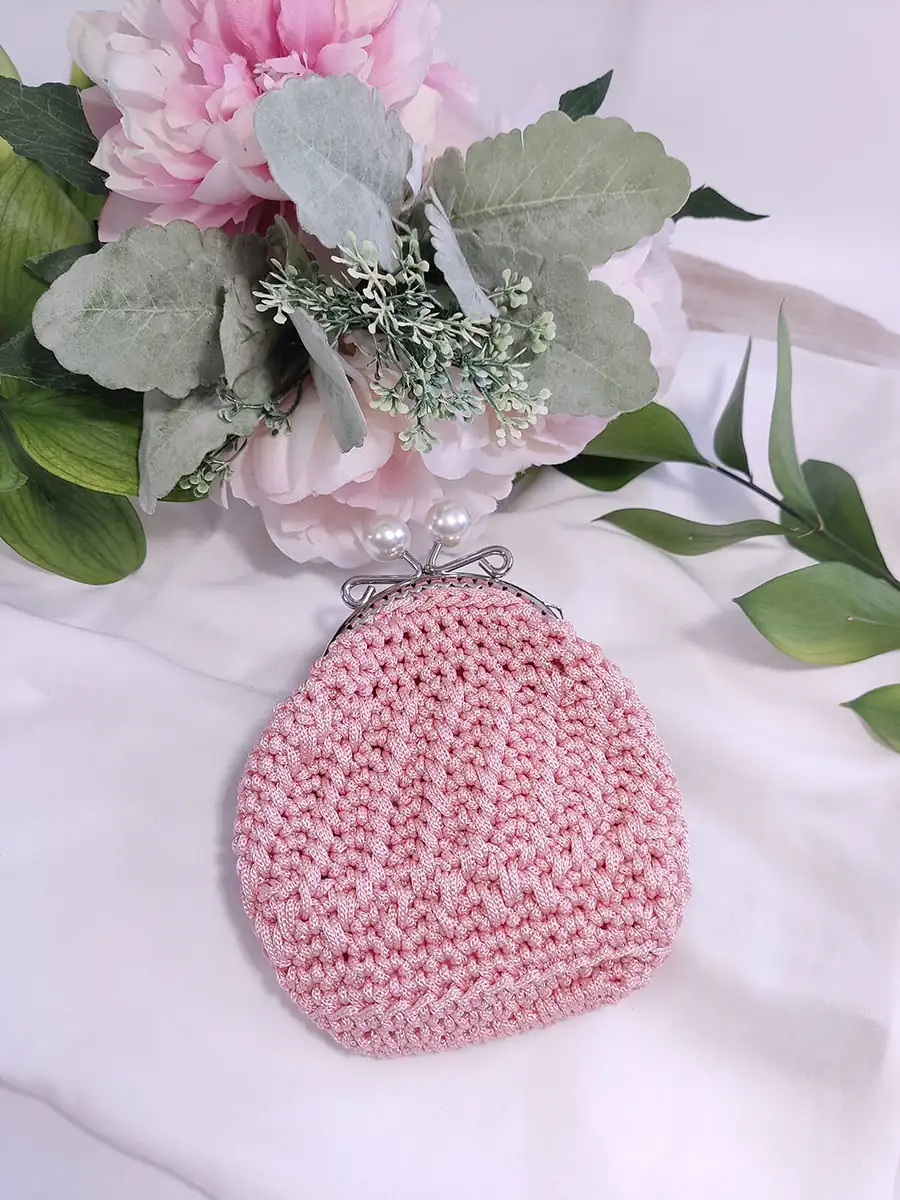 Πορτοφόλι μικρό με vintage κούμπωμα ροζ