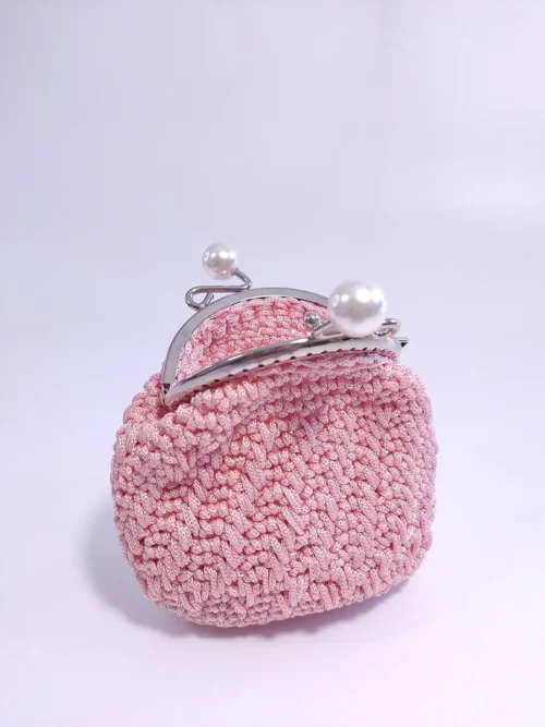 Πορτοφόλι μικρό με vintage κούμπωμα ροζ