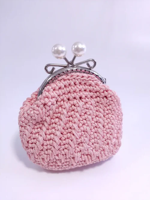 Πορτοφόλι μικρό με vintage κούμπωμα ροζ