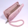 WALLET-0013 (4) Χειροποίητο Πλεκτό Πορτοφόλι με Φερμουάρ και Λουράκι σε Ροζ Απόχρωση | CHRISARTI