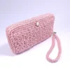 WALLET-0013 (6) Χειροποίητο Πλεκτό Πορτοφόλι με Φερμουάρ και Λουράκι σε Ροζ Απόχρωση | CHRISARTI