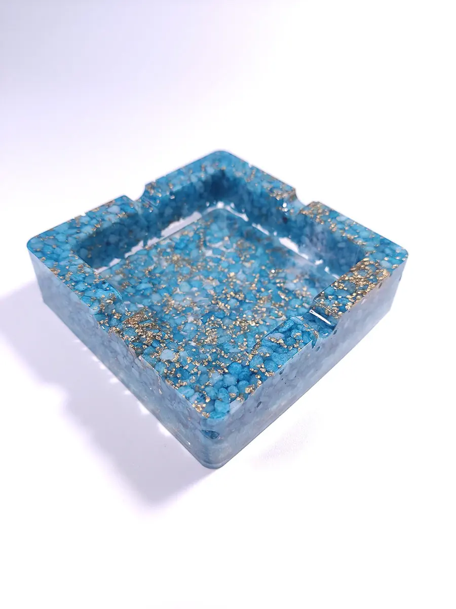 ASHTRAY-0002 (1) Τασάκι τετράγωνο με τιρκουάζ πετραδάκια