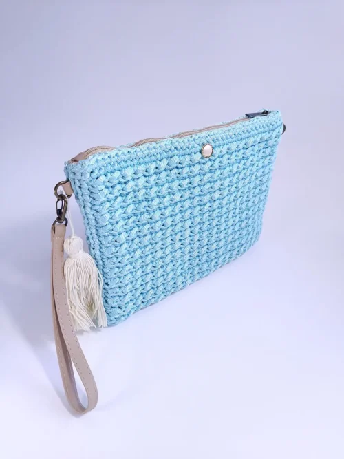 Τσάντα χειρός ορθογώνια σιέλ