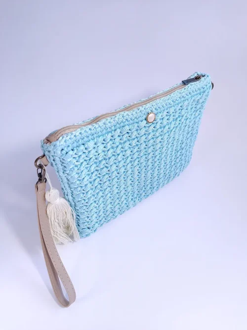 Τσάντα χειρός ορθογώνια σιέλ