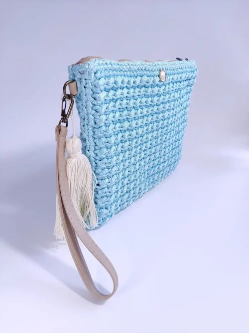 Τσάντα χειρός ορθογώνια σιέλ