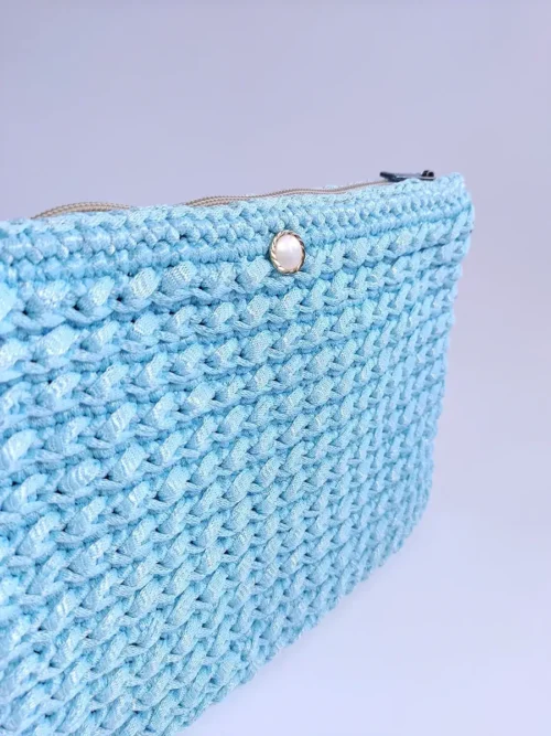 Τσάντα χειρός ορθογώνια σιέλ