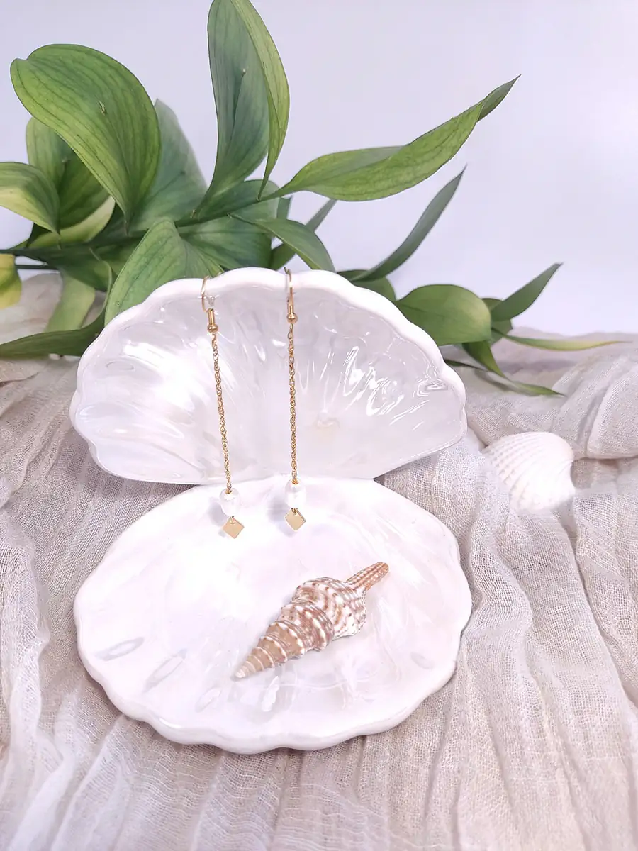 Σκουλαρίκια ατσάλινα με λευκά φυσικά μαργαριτάρια