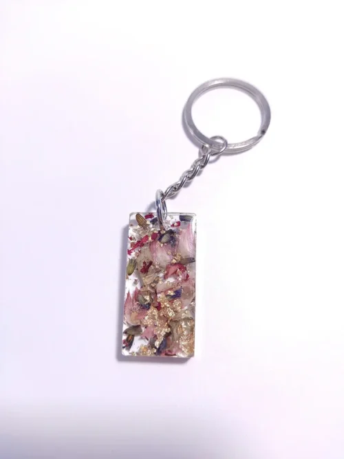 Μπρελόκ ορθογώνιο μεγάλο με πέταλα λουλουδιών