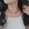 NECKLACE-0014 (1) Κολιέ τσόκερ με κόκκινο νεφρίτη